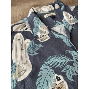Tommy Bahama‎ Men's XL Silk Blue Grey Music Short Sleeve Button Front Shirt **